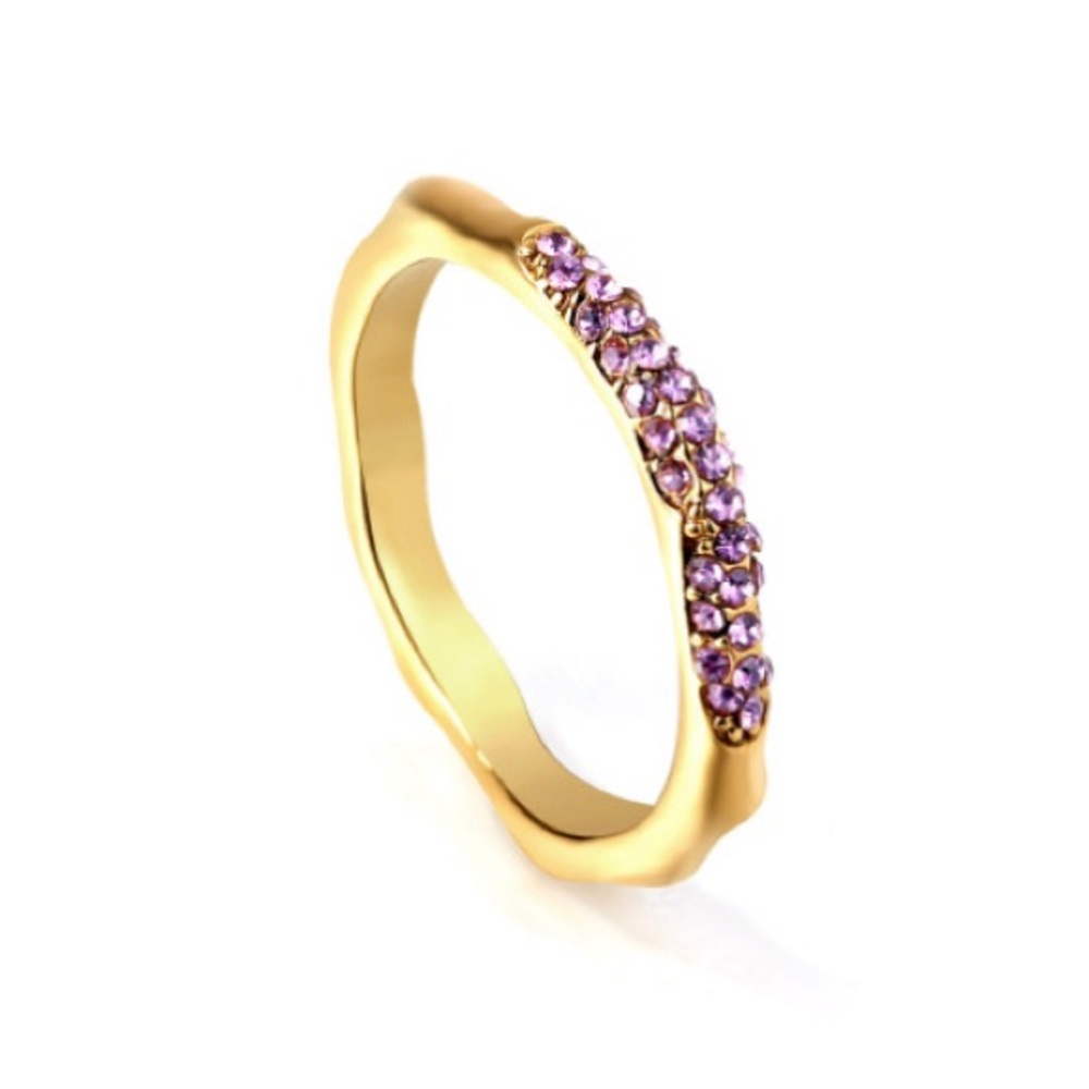Delicate Dainty gold ring essentials basics purple stones